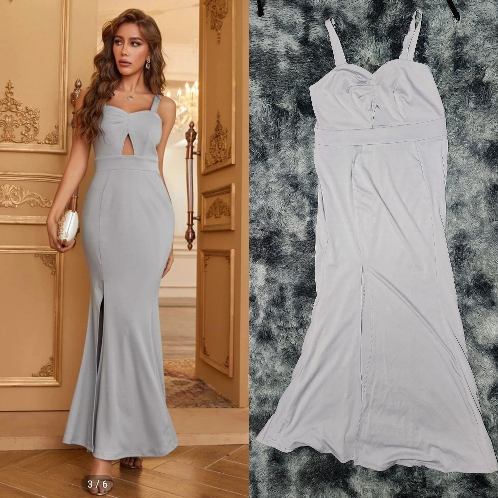 Slit thigh, cut out front mermaid gown